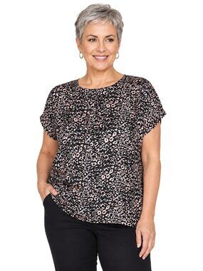 PURE Collection Leopard Print 100% Silk T-Shirt NWT